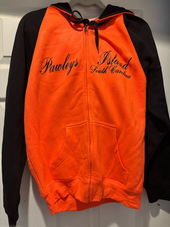 Tops - Kids Orange and Black Hooded Zip Jacket - Pawleys Island